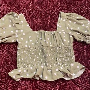 Green Polk a Dot Blouse